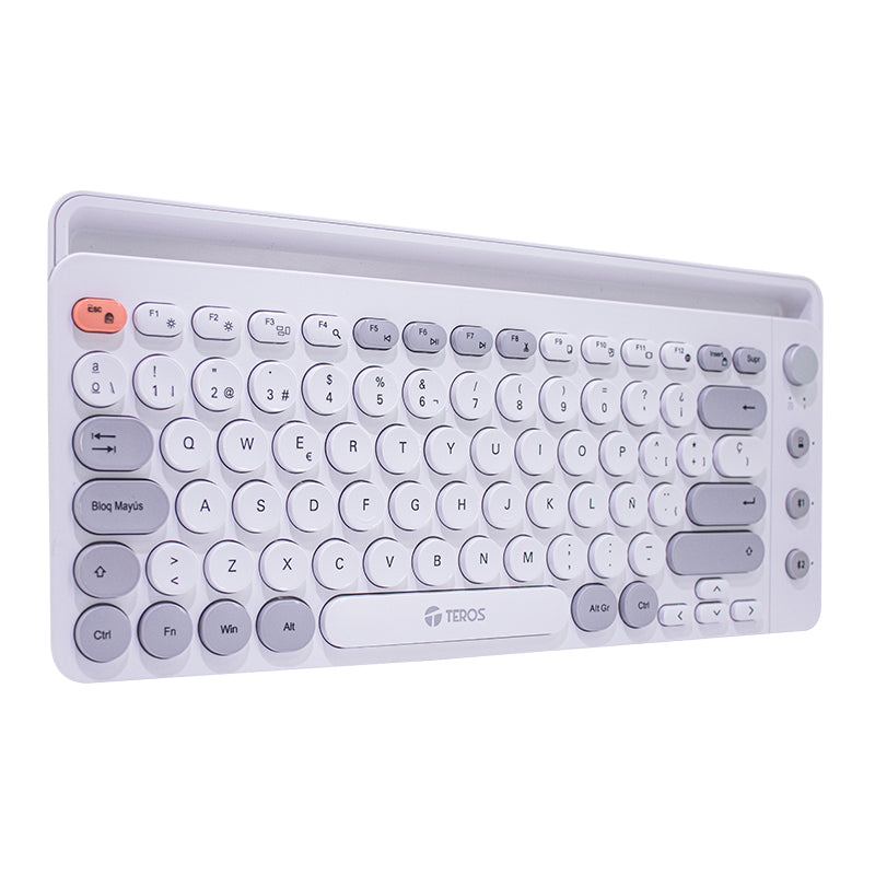 Teclado inalámbrico TEROS TE-4070S blanco con conexión Bluetooth y 2.4 GHz