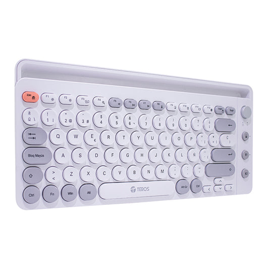Teclado inalámbrico TEROS TE-4070S blanco con conexión Bluetooth y 2.4 GHz